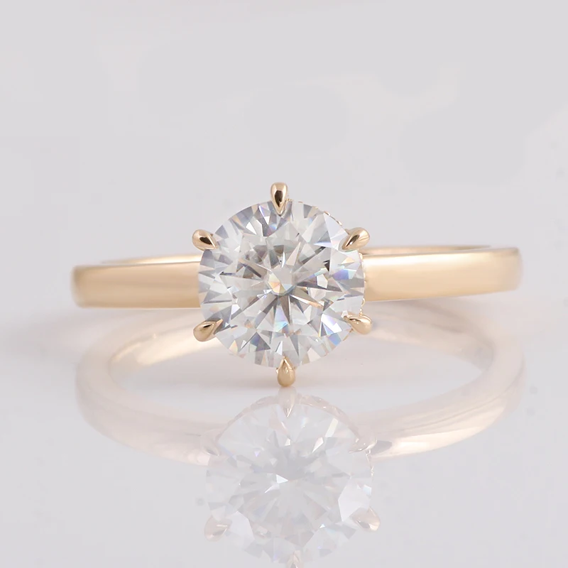 Custom 18k solid yellow gold 1.5carat 7.5mm round GH color moissanite lab diamond engagement ring