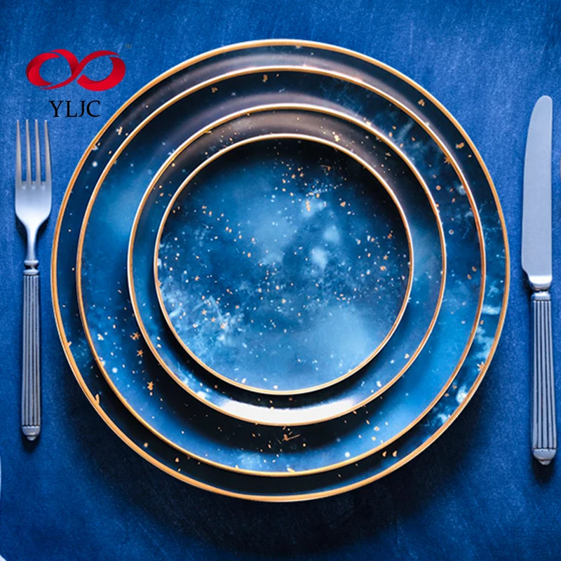 New Design Royal Ceramic Plates Porcelain Plate Star pattern Ceramic Pate