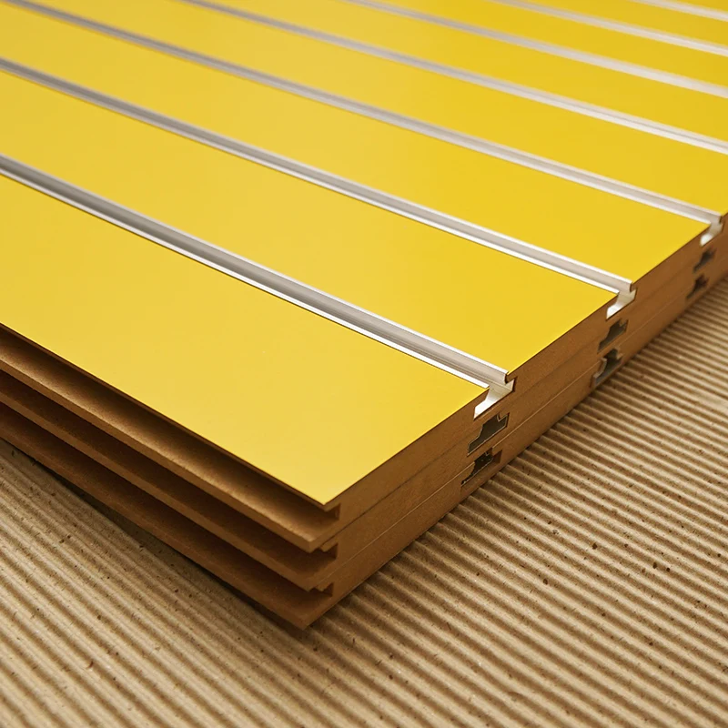 MDF melamine Yellow faced slat board for retail displays