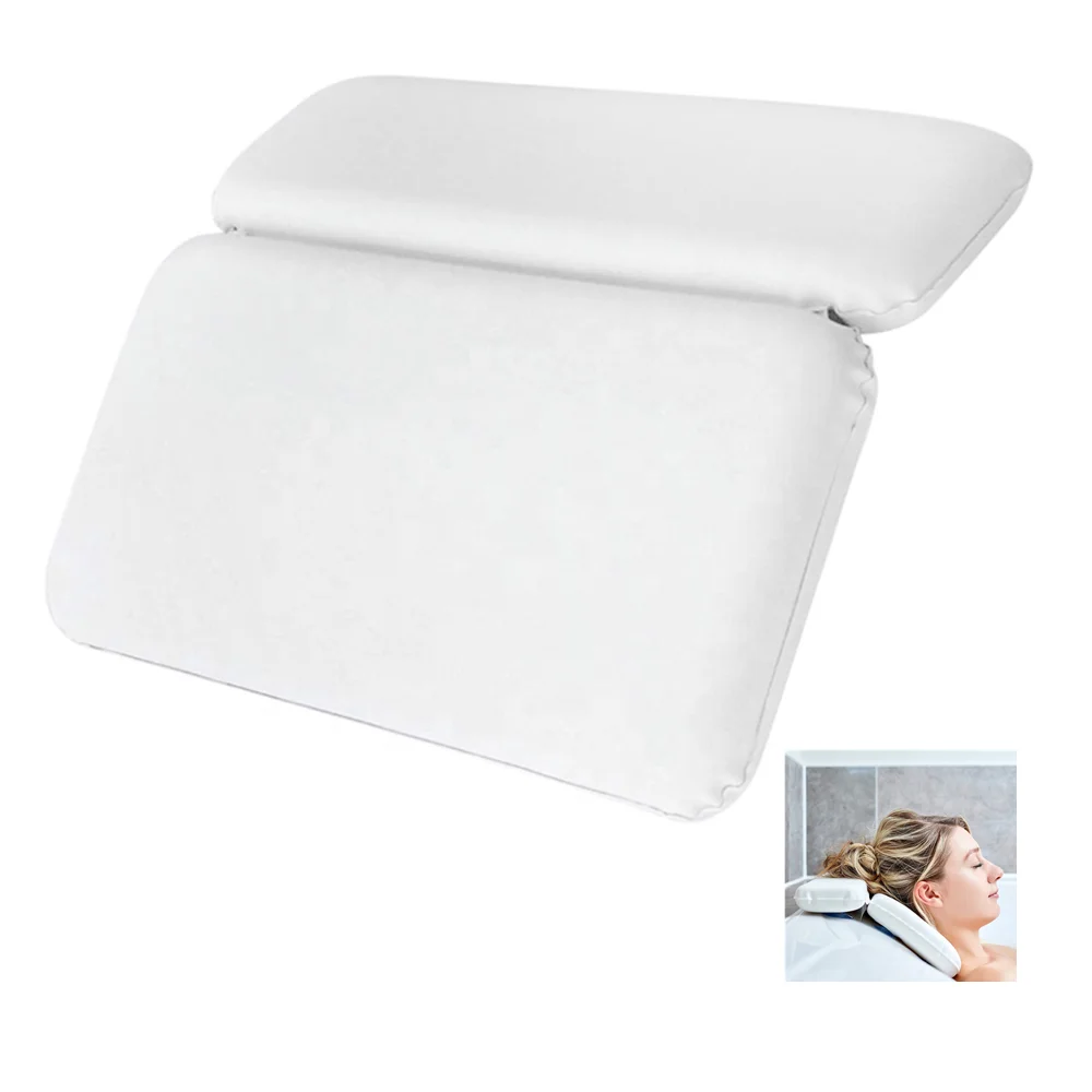 Waterproof PU Spa Bath Pillow for hot tub Soft Large Luxury Bath tub pillow for Shoulder Neck Support with Suction Cups