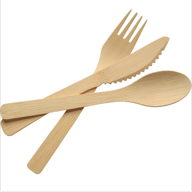 Disposable bamboo knife/ fork/ spoon/ utensils 16.5-17 cm