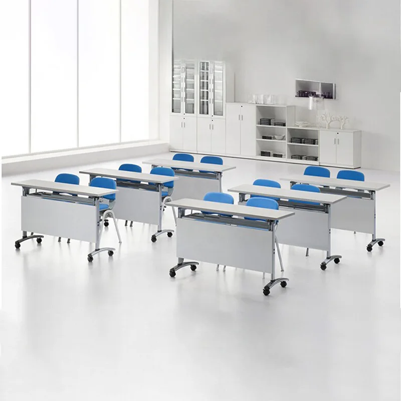 China Manufacturer Foldable Conference Tables Movable Conference Room Table Office Folding Training Steel Conference Table