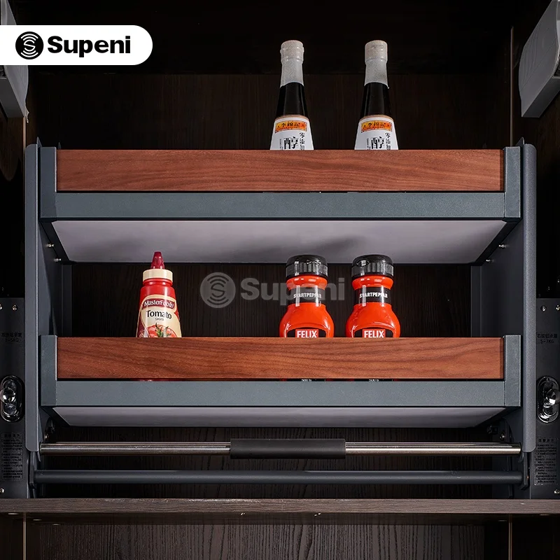 Supeni Hot Sale Kitchen cabinet Lift basket Pull Down Elevator Basket storage drawer baskets