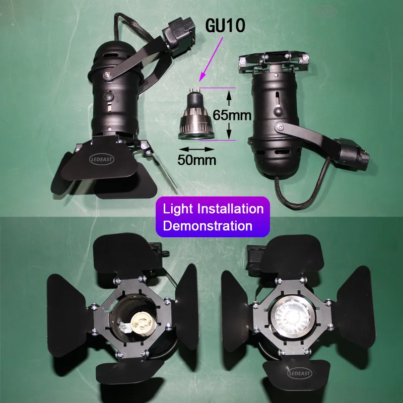 LEDEAST TGU41 2 3 4 wire MR16 GU5.3 Socket Small Barn Door Track Light Lamp Holder  GU10 Spot Light Fixture