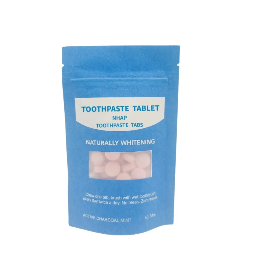 NHAP Toothpaste Tablets No Fluoride For Travel With Home Compostable Package