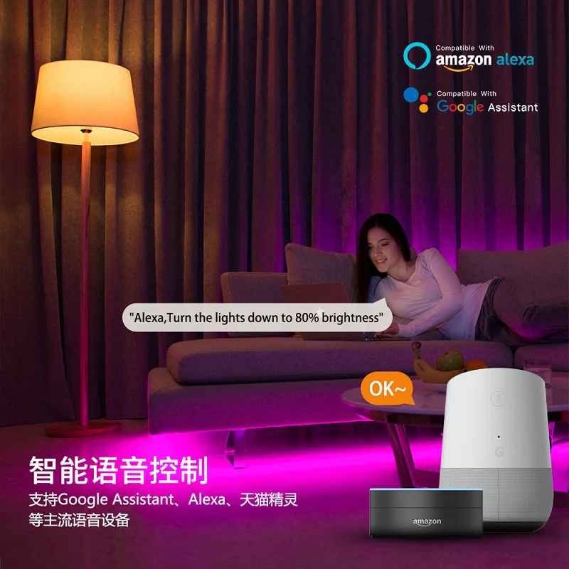 Hot Sell WIFI Smart Timer Bulb ECHO Voice 10W+RGBW Dimmable Energy Saving Group Control LED Bulb JE-065