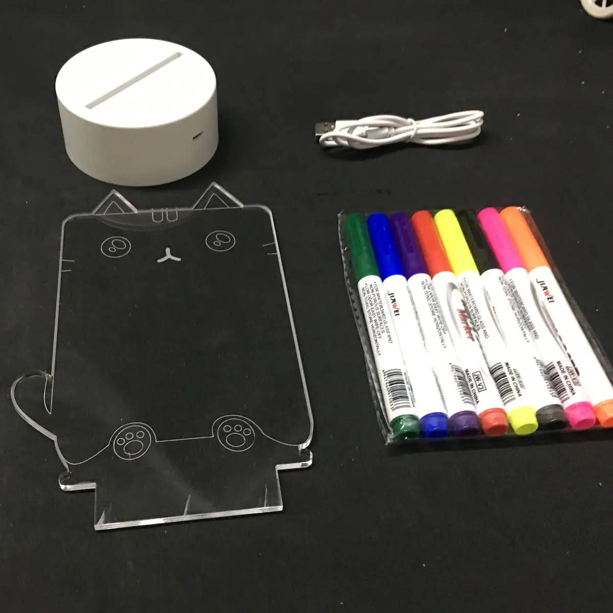 Erasable writing board Creative DIY RGB LED memo message Luminous Note acrylic Writing board light for kid gift