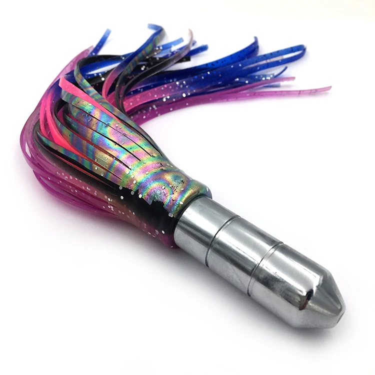 7.5inch  Metal Aluminum Head Double Skirts Offset Wahoo Tuna Dorado Marlin Lures Accessory Weihai Weiyufishing Tackle