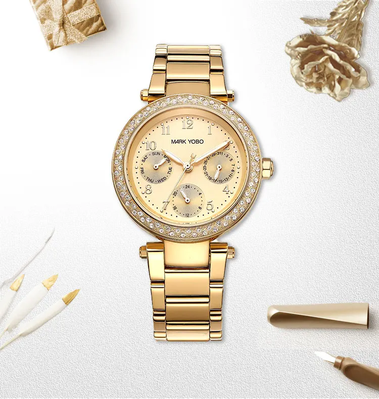 Luxury Fashion 5ATM Waterproof Quartz Wristwatches Ladies Dress Bling Bling Diamonds Watches