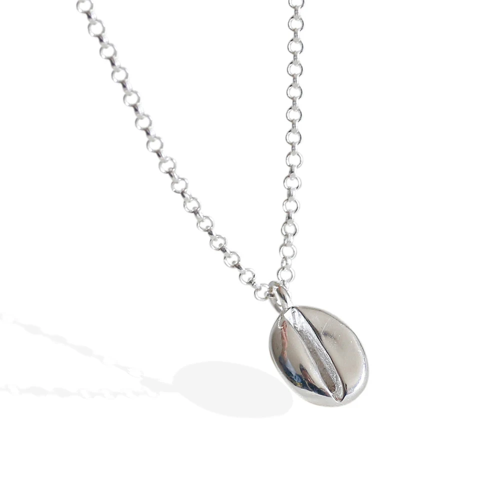 Clavicle necklace Silver 925 Sterling Coffee Bean  Pendant Necklace Jewelry For Women