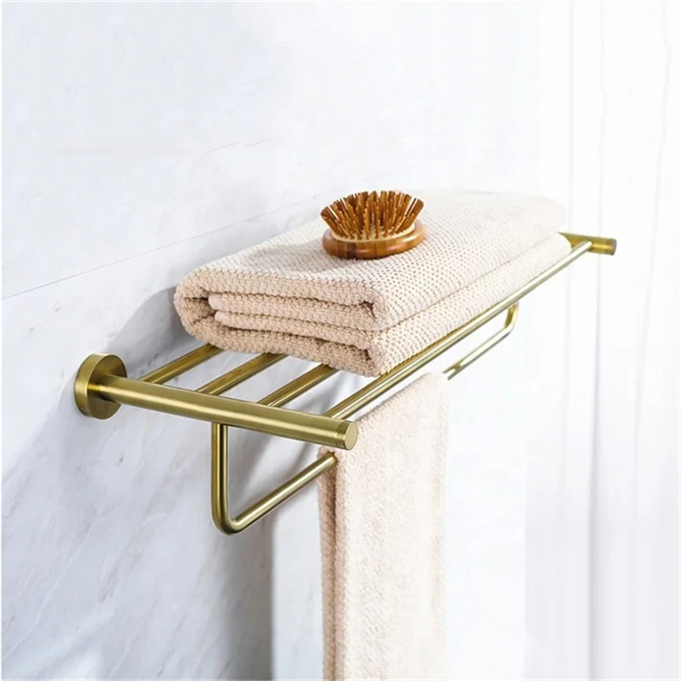 Brushed Gold Bathroom Hardware Set Robe Hook Towel Rail Rack Bar Shelf Paper Holder Wall Mount Towel Bar Bathroom Accessories