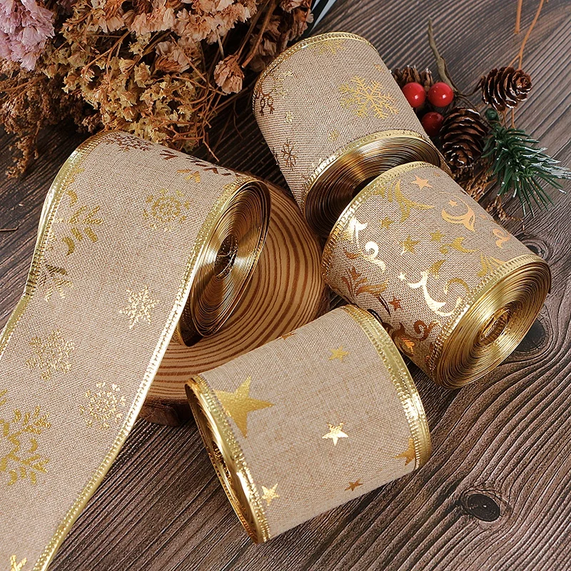 MSD Factory New Printed Design For Merry Christmas Burlap Ribbon on sale Wired Edge Manufacturer
