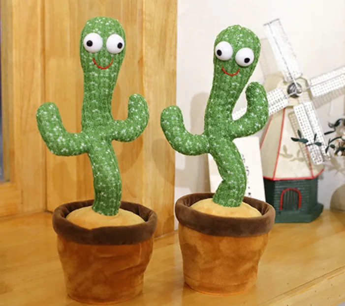 Hot Sale Cute Dancing Cactus Toy OEM Talking Singing Repeating Electric Cactus Soft Toy with LED Lighting