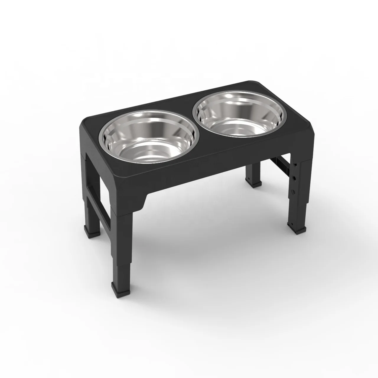 Dog Double Bowls Adjustable Elevated Feeder Pet Feeding Raise Cat Food Water Bowls with Stand Stainless Steel Lift Table for Dog