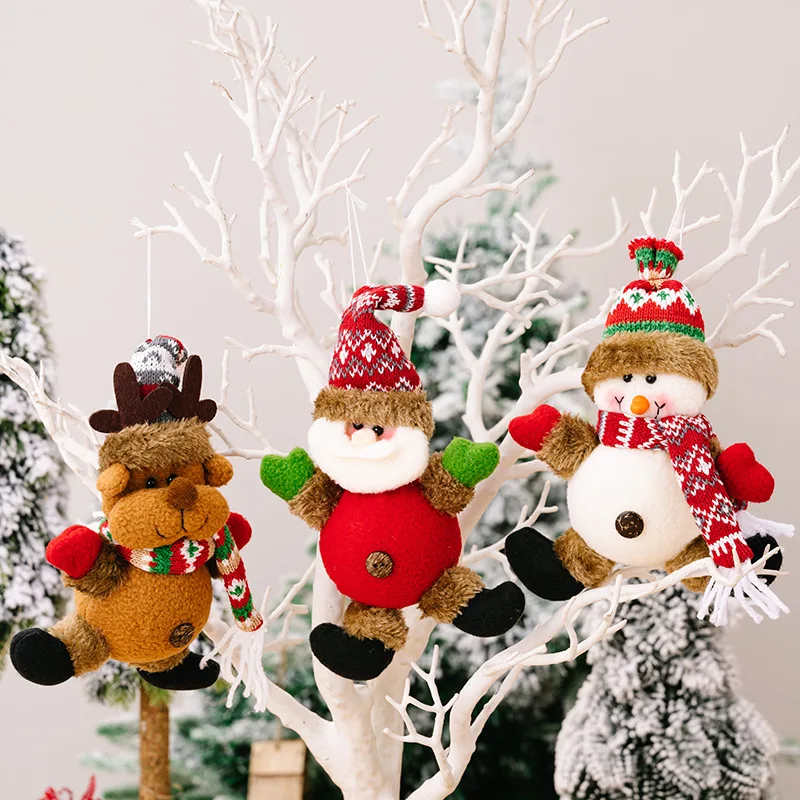 Wholesale Christmas Hanging Toys With Light Santa Pendant Snowman Elk Light Up Doll For Festival Gift Home Decoration