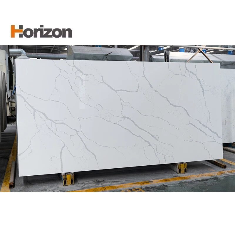 Home Renovation Material Quartz Stone Surface Artificial Nonporous Polished Calacatta Quartz Slab for Island Countertop