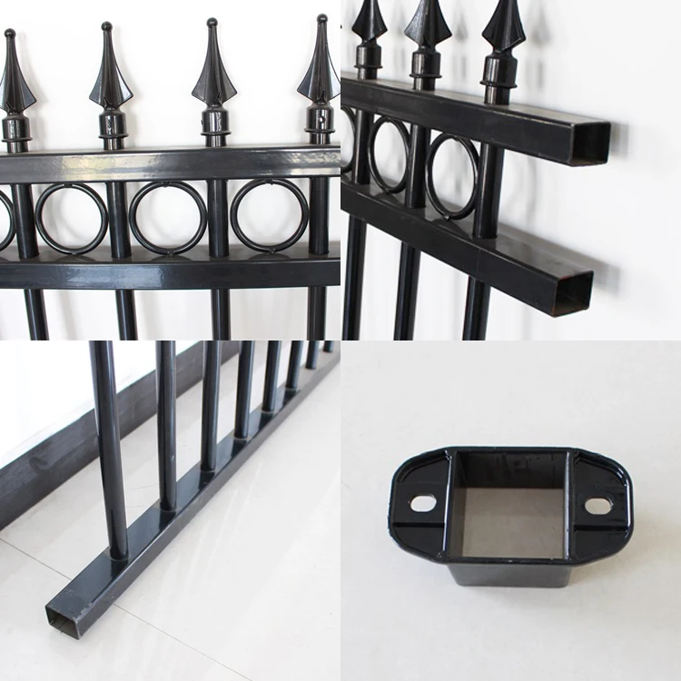 Black Outdoor Simple Rod Iron Fence 6ft X 8ft Design Faux Wrought Iron Fence