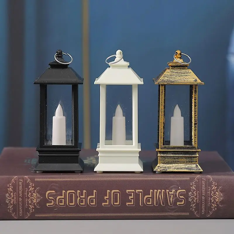 Top Sell Hanging Natural Home Decoration, Christmas Candle Holder Lantern Brown Color Plastic Led Candlestick Lamp