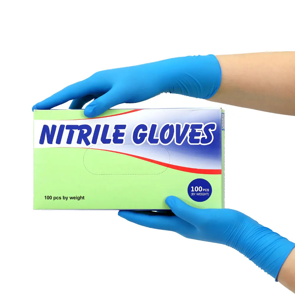 Factory Price Blue Pure Nitrile Rubber Gloves Kitchen Lab Blue Nitrile Rubber Gloves