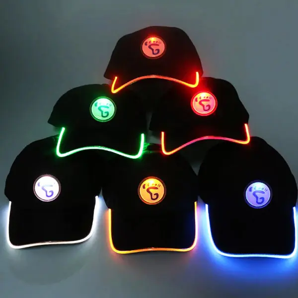 led light hats CUSTOM LED BASEBALL HATS neon nights light up curved Flat brim baseball caps for kids adult