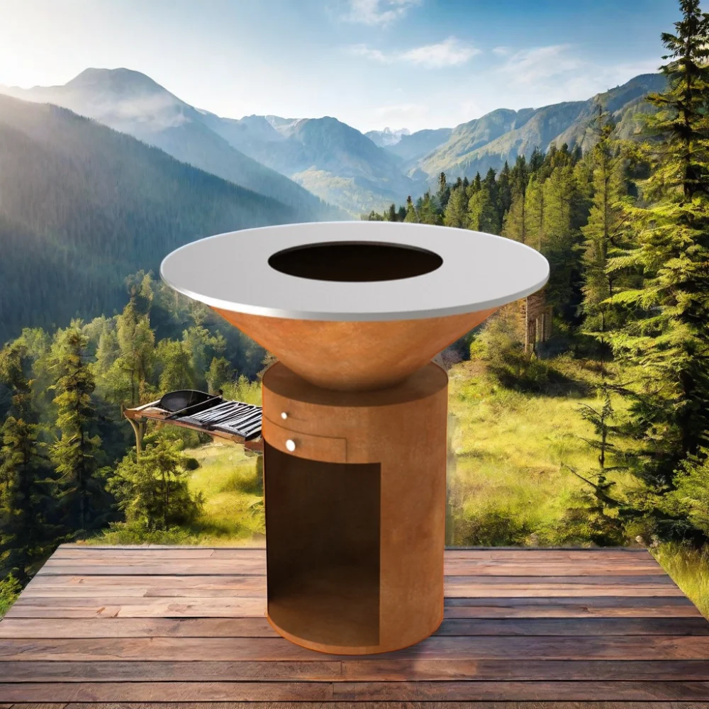 Современный новый дизайн corten стальная чаша для костра столешница гриль-гриль барбекю