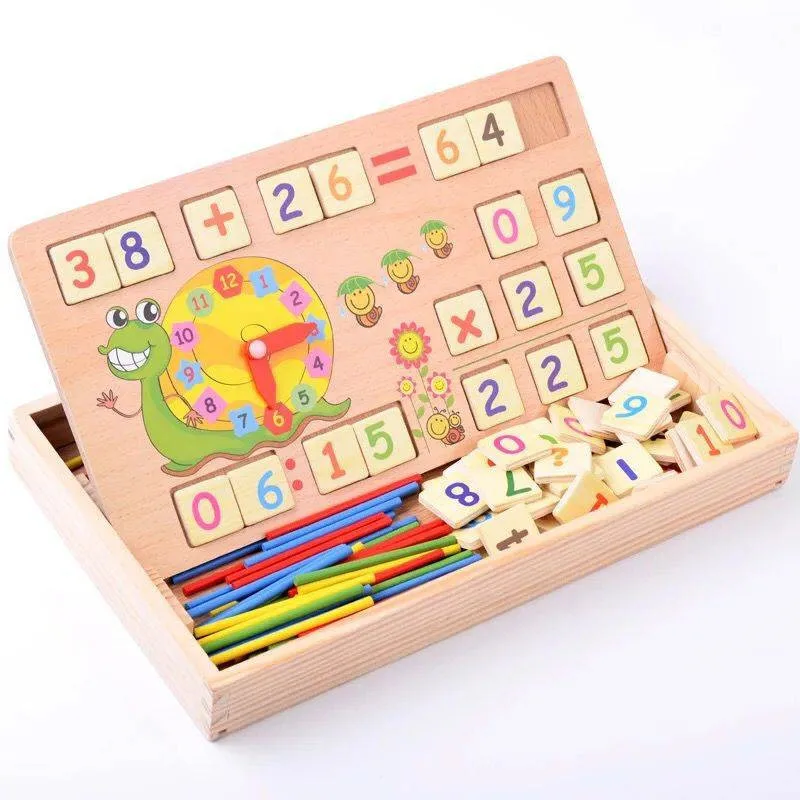 Wooden Math Learning Toy Set  Educational Counting Sticks, Number Blockfor Early Math Skills Development