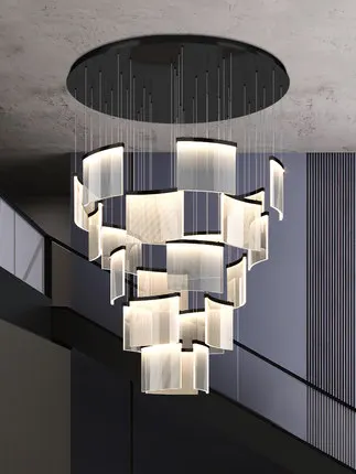 LED Art Paper Iron Acrylic Designer Hanging Lamps Gold Chandelier Lighting For living room Lustre Suspension Luminaire Lamp