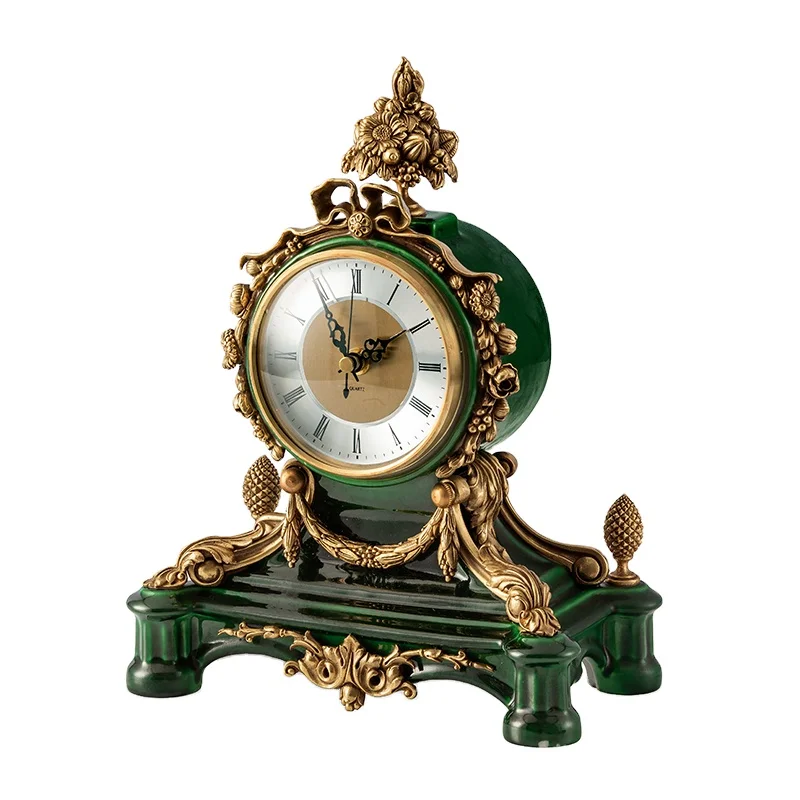 Traditional chungs porcelain decoration for indoor design home accessories with unique design exquisite green ceramic desk clock