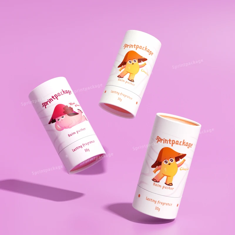Eco-friendly Small Cylinder Cosmetic Gift Paper Tube Cardboard Push Up Lip Balm Deodorant Hair Wax Stick Packaging Tube