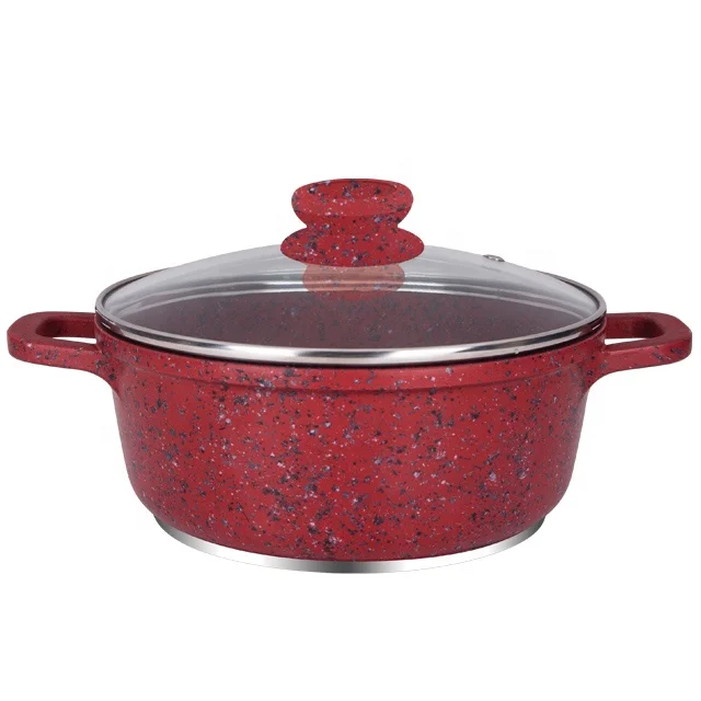 cast aluminum kitchen casserole hot pot set with granite stone coating