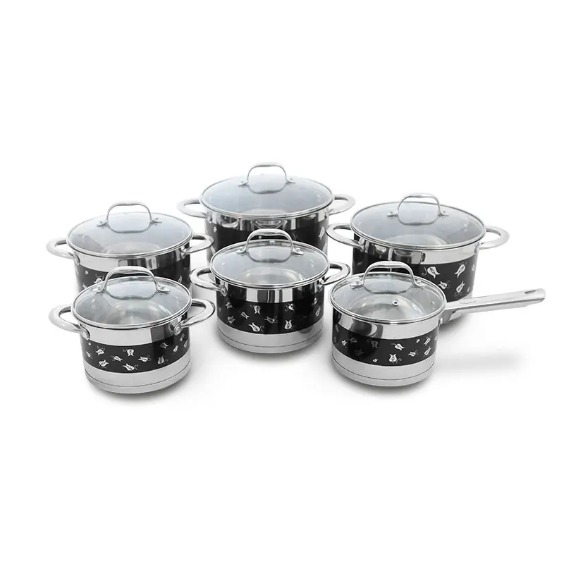 Cheap Wholesale Kitchen Utensils Induction Kitchen Cooking Set Stainless Steel  Camping Cookware Set with Induction Bottom