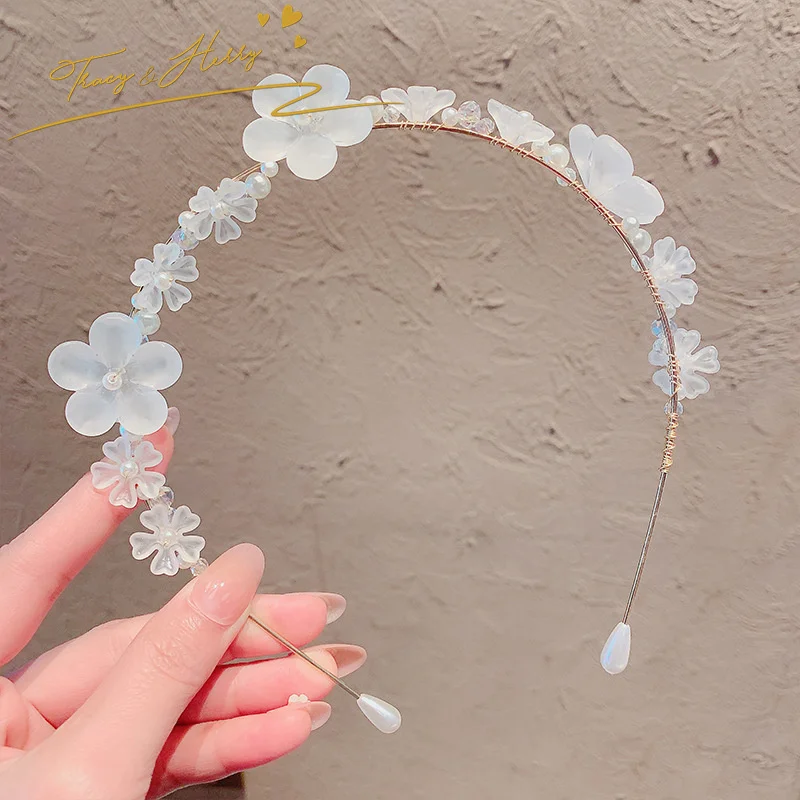Tracy & Herry New Women Fashion Luxury Hair Accessories Acrylic Pearl Slim Headband Baroque Handmade Wedding Bride Hairbands