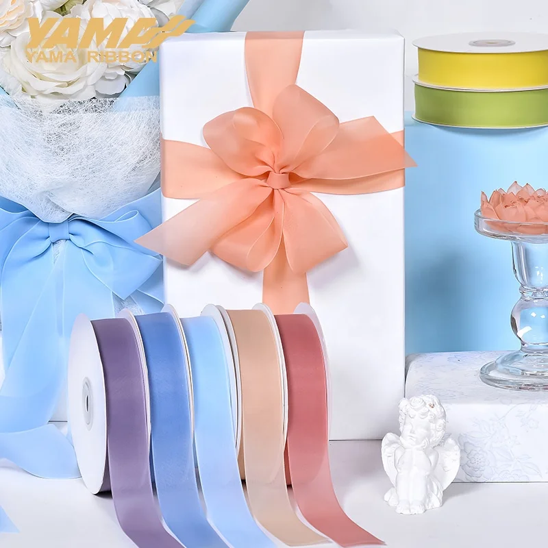 Яма лента Новое поступление бесплатный образец 25 мм 100 ярдов тонкая и легкая подарочная упаковка нейлоновая Желейная