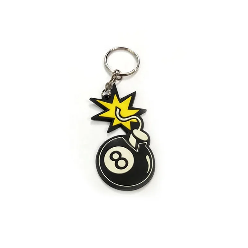 xmlivet soft rubber Billiards Pool ball No8/9 design keychains Gifts for sport Keyrings Billiards accessories