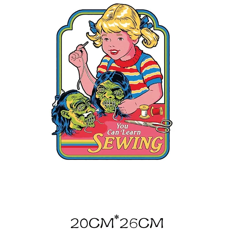 Satan Alien Evil Demon Iron on Patches for Clothing Fantasy World Anime Thermo Transfer Stickers Strips Appliques Custom Patch