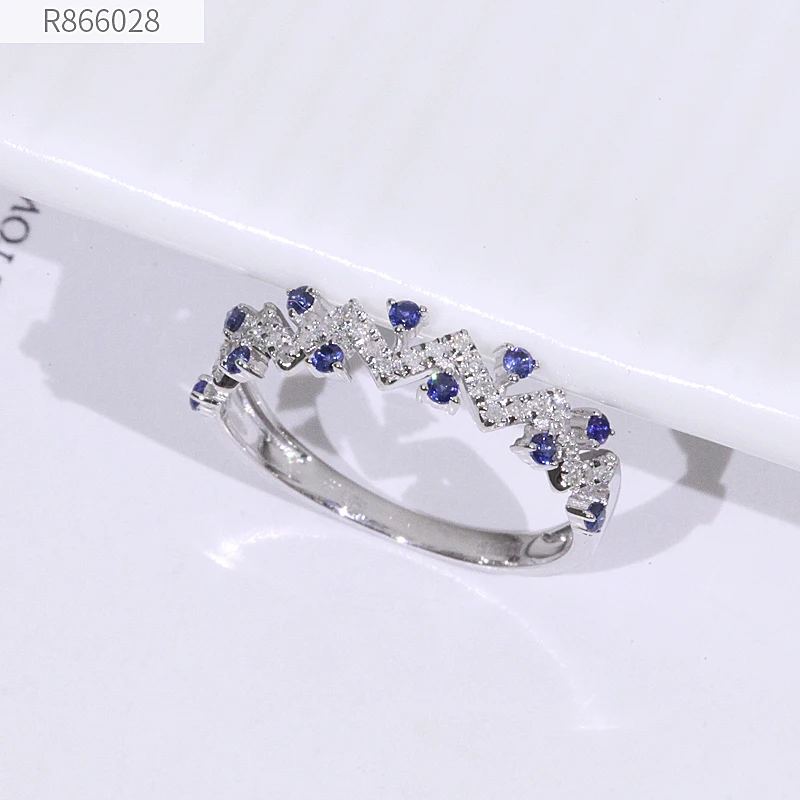 Jewellery Wholesale Custom made 18k White Gold Natural Diamond Fine Jewelry blue sapphire ring women