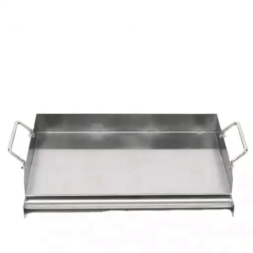 Portable Stainless Steel Gas BBQ Cooking Universal Flat Top Griddle with 2 Iron Handles for Camping Electric Grill Pan Accessory