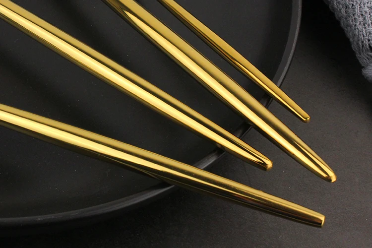 
Hot Sale Mirror Polishing Gold Plated 304 Stainless Steel Wedding Cutlery Table Spoon Fork Knife Flatware Set for Hotel 