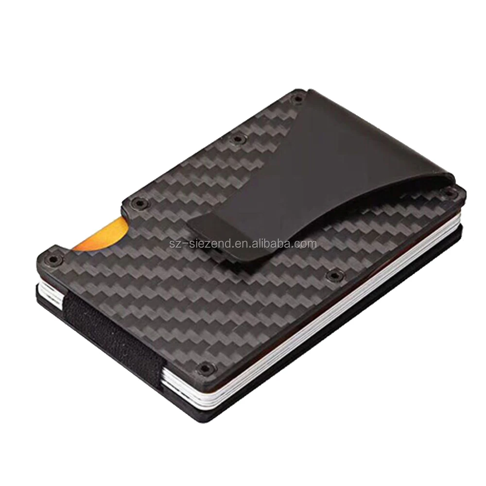 
Wholesale Carbon Fiber Slim RFID Blocking Wallets Credit Card Holder Aluminium With Money Clip Business Gift  (62405882868)