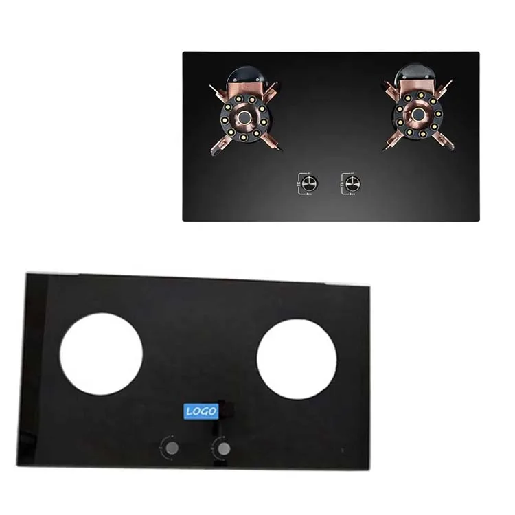 Manufacturer custom high temperature screen printing glass tempered glass gas stove 2 furnace holes gas stove covertop glass
