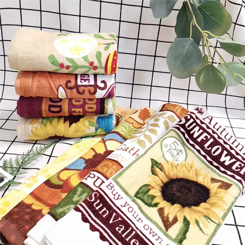 100% Cotton Custom Farmhouse Blank Sublimation Flour Sack Printed Linen Tea Towels Blue And White Wholesale