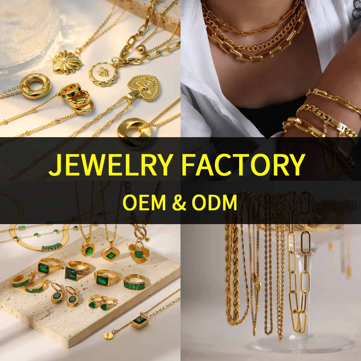 Factory Designer OEM Stainless Steel Necklace Earrings Bracelet Jewelry Waterproof Tarnish Free Gold Plated Custom Made Jewelry