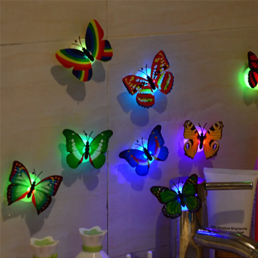 
LED 3D Butterfly Wall Stickers Night Light Lamp Glowing Wall Decals Stickers House Decoration Home Party Desk Wall Decor 