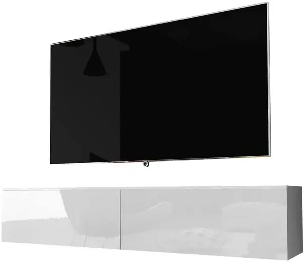 Selsey-Living TV Stand White matt/White high Gloss can hang on the wall