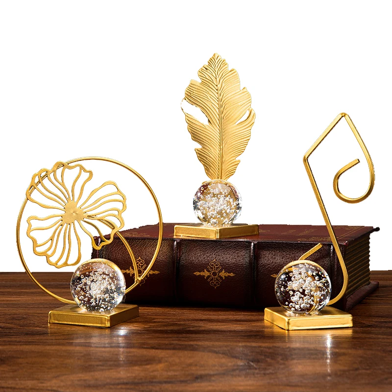 Nordic modern luxury home creative decorations crystal ball ornaments living room metal furnishings accessories