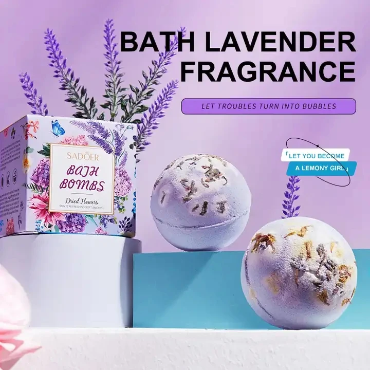OEM SADOER Private Label Natural Lavender Shower Moisturize Smoothing Remove Dead Skin Essence Whitening Salt Bath Ball