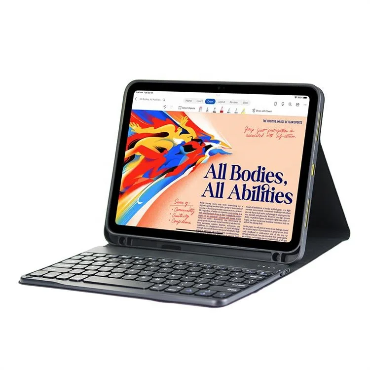 Wireless BT Keyboard for Ipad Air 4 Full Protection Auto Sleep Tablet Cover for iPad