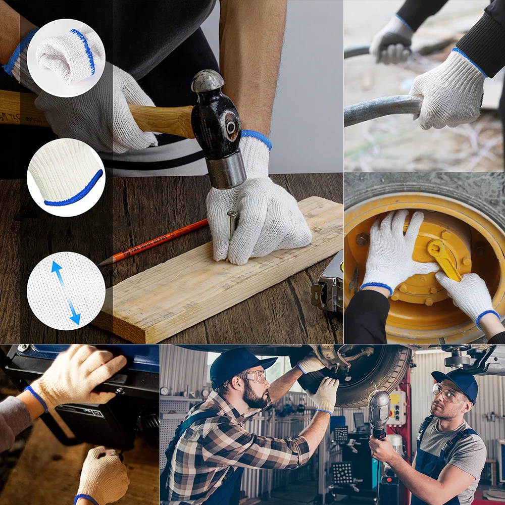 Factory Direct Wholesale Manufacture White Cotton Gloves 7/10 Gauge Construction Hand Protective Work Glove For Industry