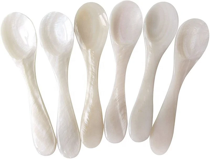 custom laser logo Natural mother of pearl shell caviar spoon