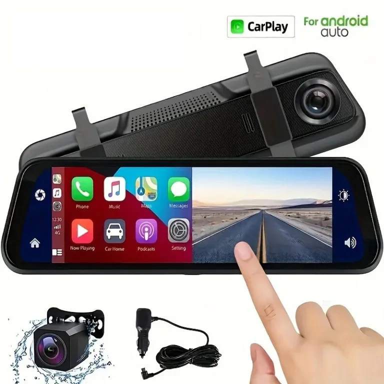 9.6Inch Car DVR Carplay Android Auto WIFI GPS Dash Cam BT FM Dashcam Camera Stream RearView Mirror Drive Recorder